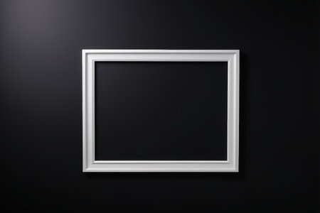White decorative frame with black backgroundの素材