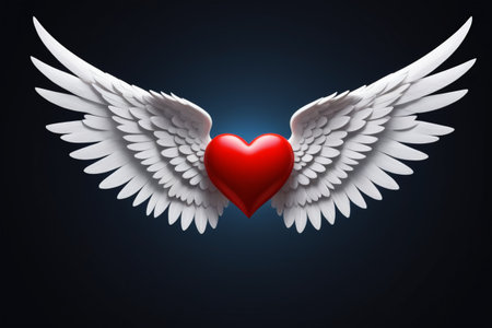 Red heart pattern with wingsの素材