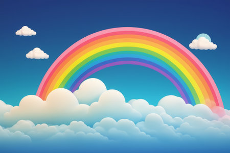 Rainbow and Cloud Animation in the Skyの素材