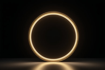Gold Glow Ring on Black Backgroundの素材