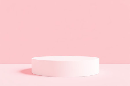 Pink background white round display standの素材