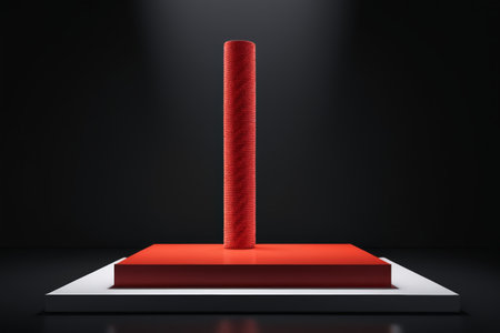 Black background red columnar object displayの素材