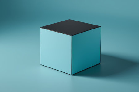 Cube still life on blue backgroundの素材