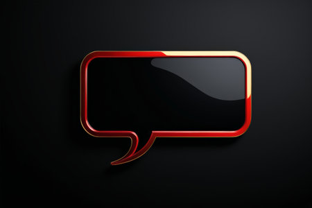 Red and gold conversation bubbles on black backgroundの素材