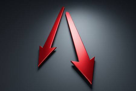 Red Down Arrow on Black Backgroundの素材
