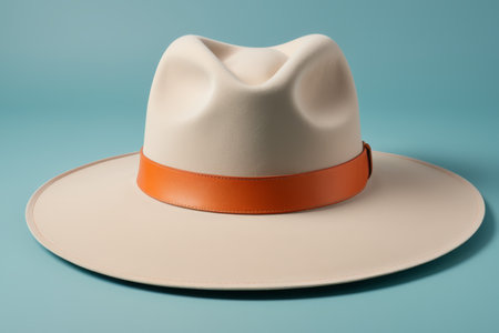 Beige wide-brimmed hat with orange ribbonの素材