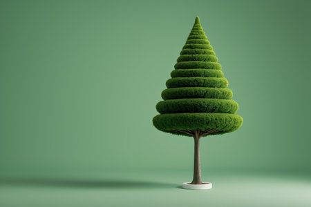 Styling trees against a green backgroundの素材