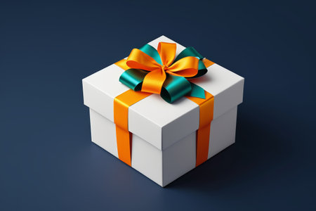 White gift box with colorful ribbonの素材