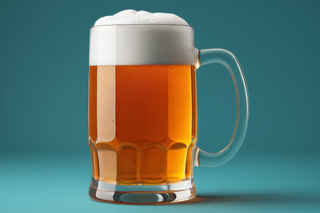 Close-up of a full glass of foam beerの素材