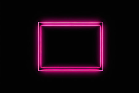 Black background pink neon glowing boxの素材