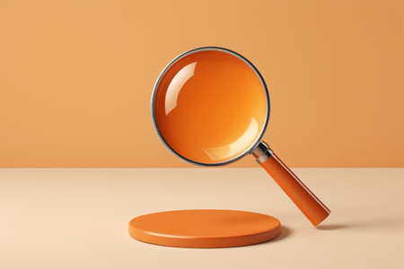 Magnifying glass material on orange backgroundの素材