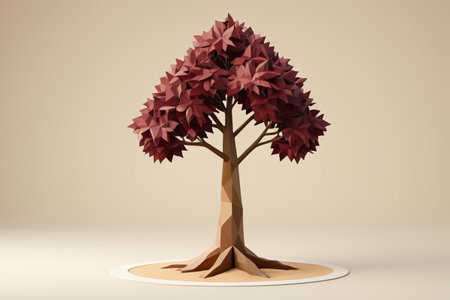 Low Polygon Style Red Tree Modelの素材