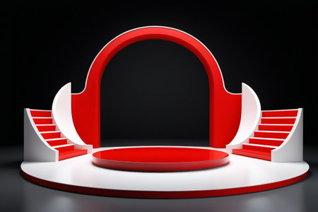 Red and white stage design renderingの素材