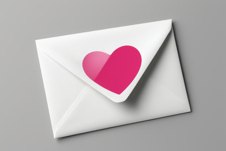 White envelope with heart patternの素材