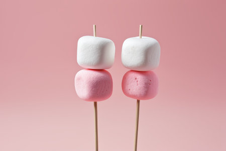 Two-color marshmallow close-upの素材