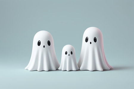 Three cartoon ghosts placed togetherの素材