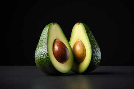 Close-up of a cut avocado still lifeの素材