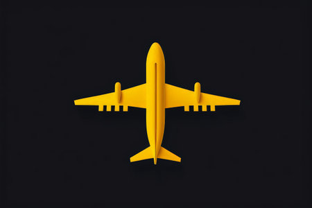 Yellow airplane pattern on black backgroundの素材