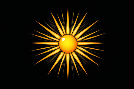 Glowing sun pattern on black backgroundの素材