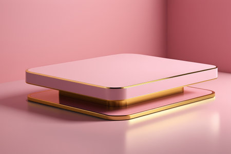 Pink background with gold border display standの素材