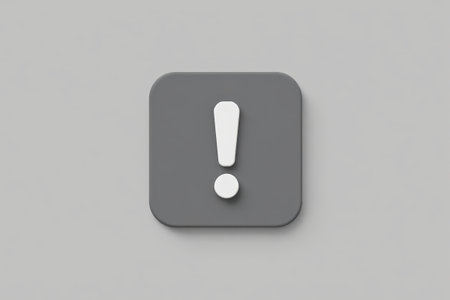 Exclamation mark icon on gray backgroundの素材