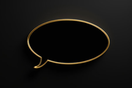 Gold conversation bubbles on black backgroundの素材