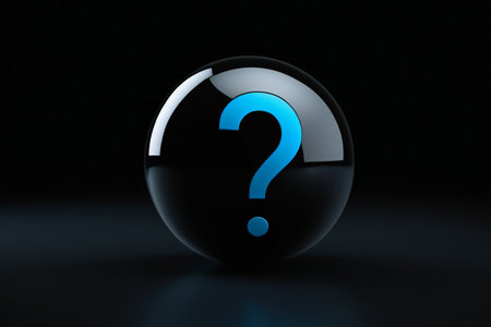 Black sphere with question mark patternの素材