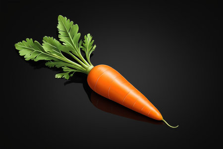 Close-up of carrots against a black backgroundの素材