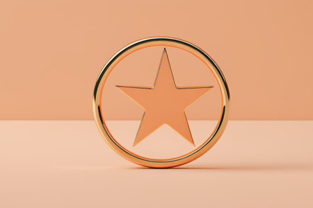 3D model of a five-pointed star in a gold ringの素材