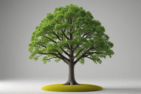 Single green tree 3D model displayの素材