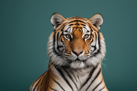 Close-up of the tiger's frontal portraitの素材