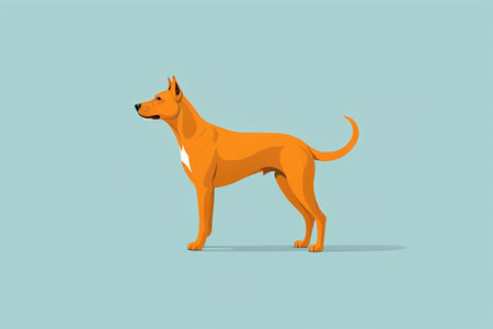 Illustration of a standing orange dogの素材