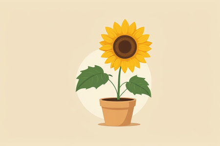 Potted sunflower illustration materialの素材