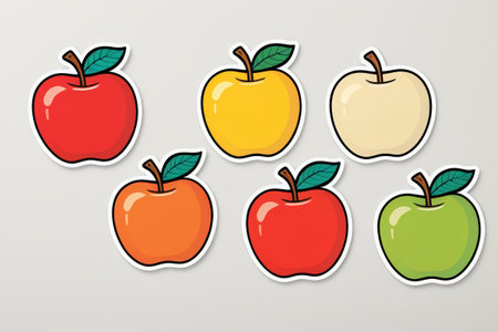 Colorful cartoon apple sticker patternの素材