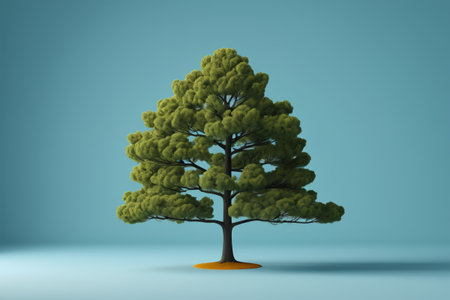 Simple background material for a single green treeの素材