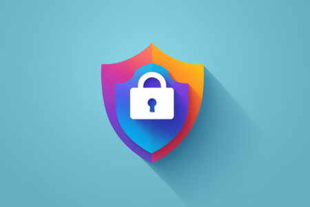 Shield Security Icon with Padlockの素材