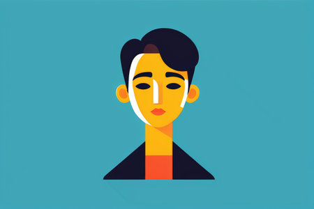Flat style head illustration of male figureの素材