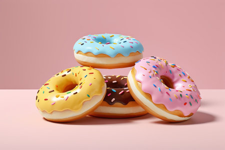 Colorful Donut Stacked Still Lifeの素材