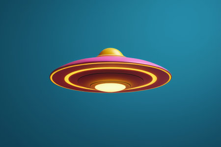 Suspended colorful UFOsの素材