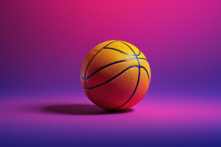 Close up of basketball on purple backgroundの素材