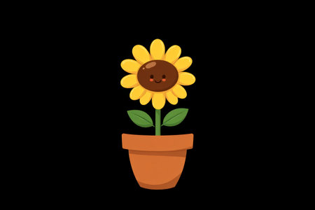 Card to Sunflower Pot Illustrationの素材