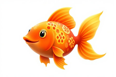 Cartoon style orange goldfishの素材