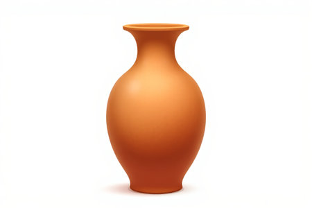 Close-up of an orange ceramic vaseの素材