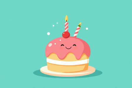 Cartoon birthday cake illustration materialの素材