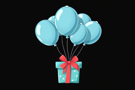 Blue Balloon and Gift Box Animation Materialの素材