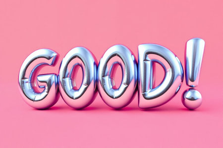Pink background silver GOOD balloon textの素材
