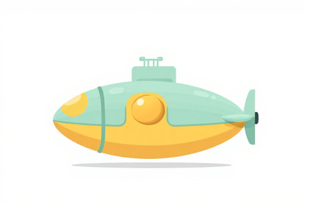 Cartoon style submarine illustrationの素材