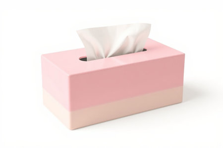 Pink tissue box with white tissue insideの素材