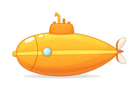 Cartoon style yellow submarine illustrationの素材