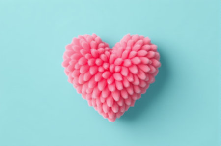 Pink heart decoration on blue backgroundの素材